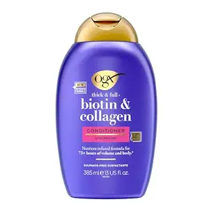OGX Thick & Full + Biotin & Collagen Volumizing Conditioner for Thin Hair | Thickening with Vitamin B7, Collagen & Hydrolyzed Wheat Protein | Sulphate-Free Surfactants | Paraben-Free | 385ml