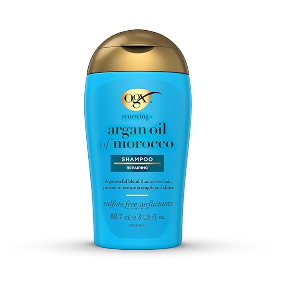 OGX Renewing + Argan Oil of Morocco Hydrating Growth Hair Shampoo to Help Moisturize, Soften & Strengthen Hair | Cold Pressed Argan oil with vitamin E and super-charged antioxidants | Sulphate-Free Surfactants | Paraben-Free | 88.7ml