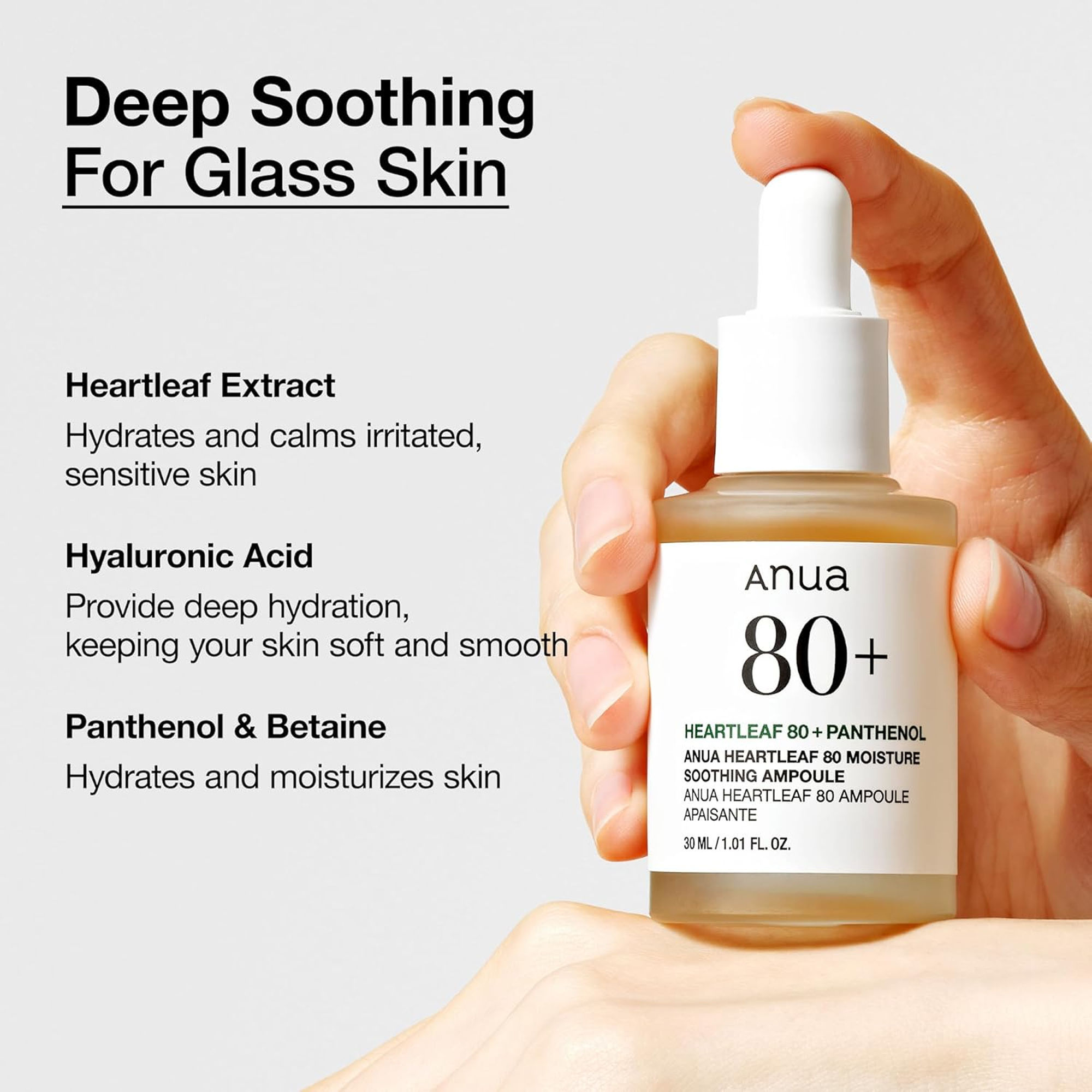 Anua Heartleaf 80 Moisture Soothing Ampoule with Hyaluronic Acid, Hydrates & Reduces Redness(30ml) - Image 3
