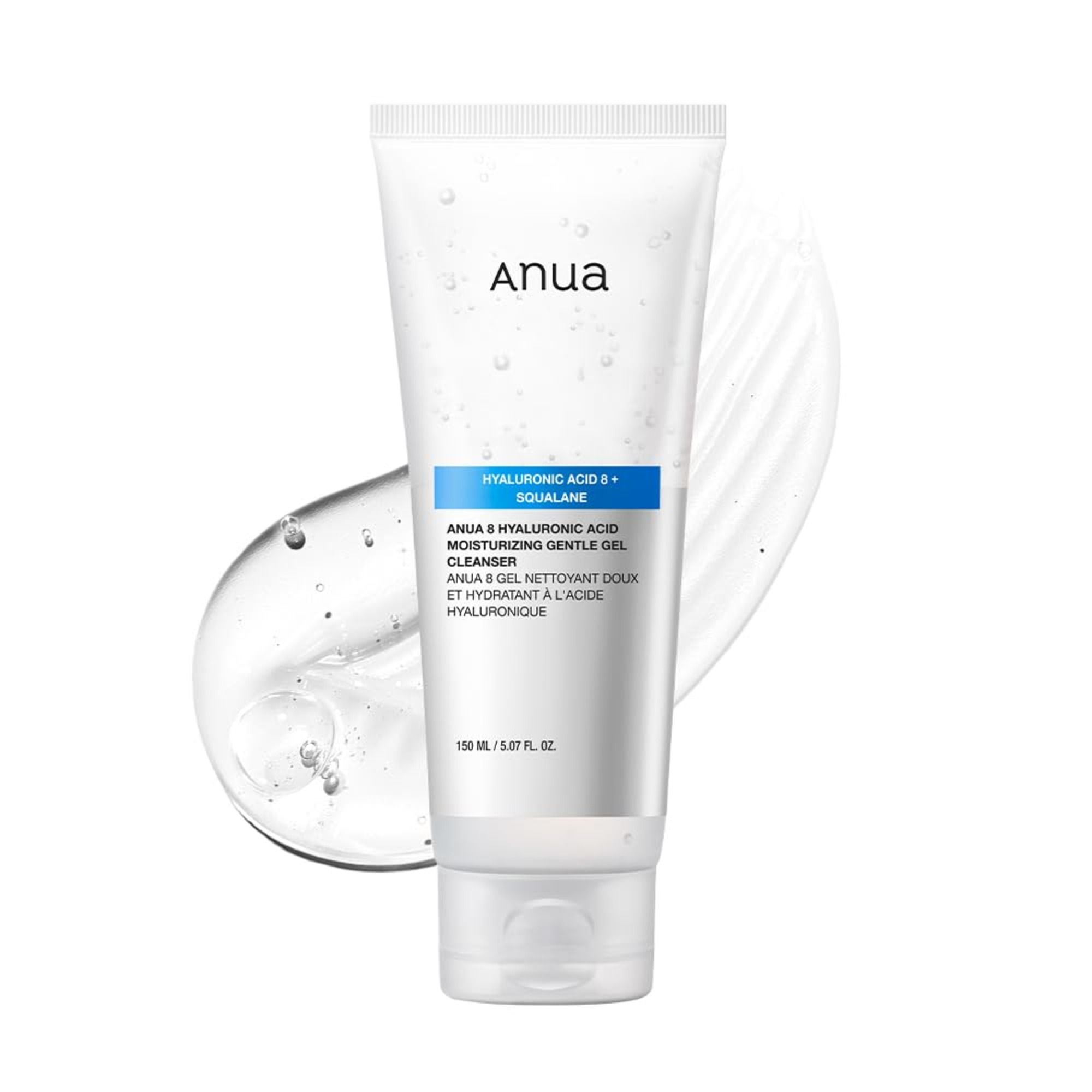 Anua 8 Hyaluronic Acid Moisturizing Gentle Gel Cleanser with Ceramides For Soft Skin, pH Balanced(150ml)